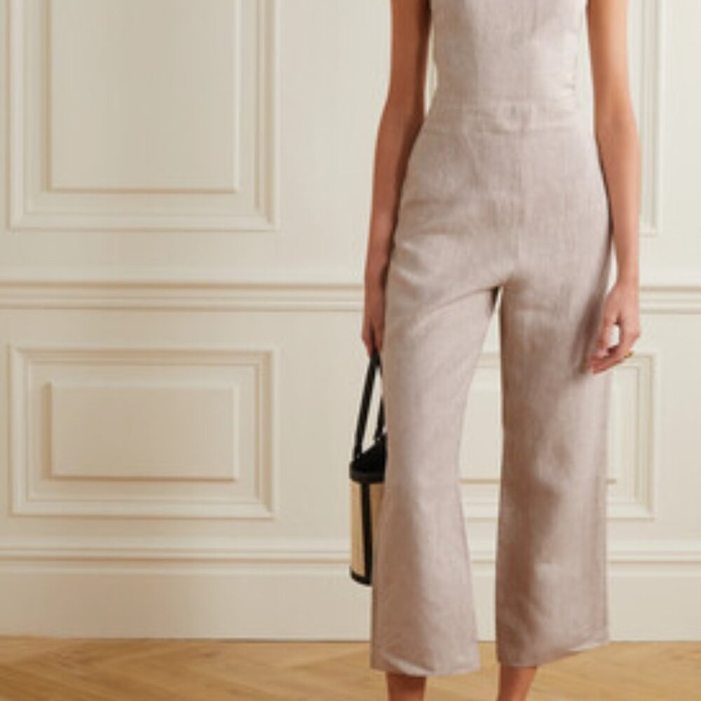 NWT Reformation Huntington Jumpsuit, Beige/Natural Linen, Size 8
